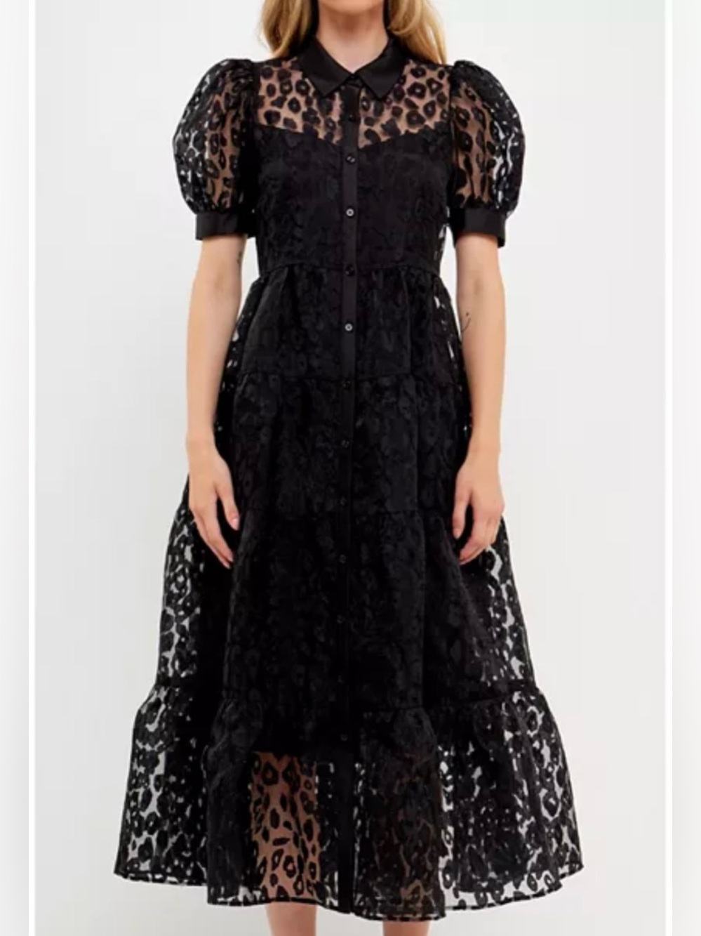 English Factory Animal Print Button Up Maxi Dress